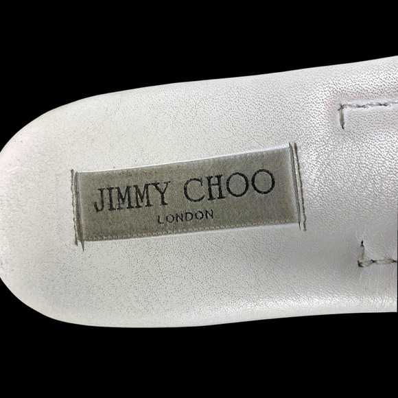 Jimmy Choo Tiaret Flat Sandals Size 40 US 10 White Calf Leather Dust Bag Boxed - Picture 5 of 13